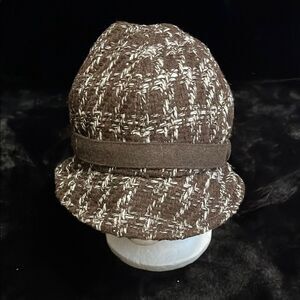 Jeanne Simmons Brown and Cream Tweed Hat